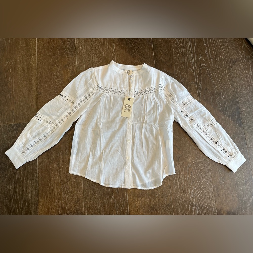 Matilda Jane Good Hart White Button Up Long Sleeve XS NWT